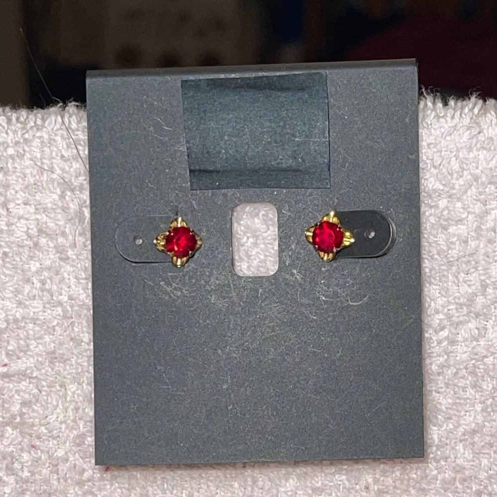 Lab created ruby studs